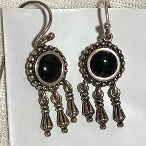 Vintage Black and Silver Dangle Earrings
